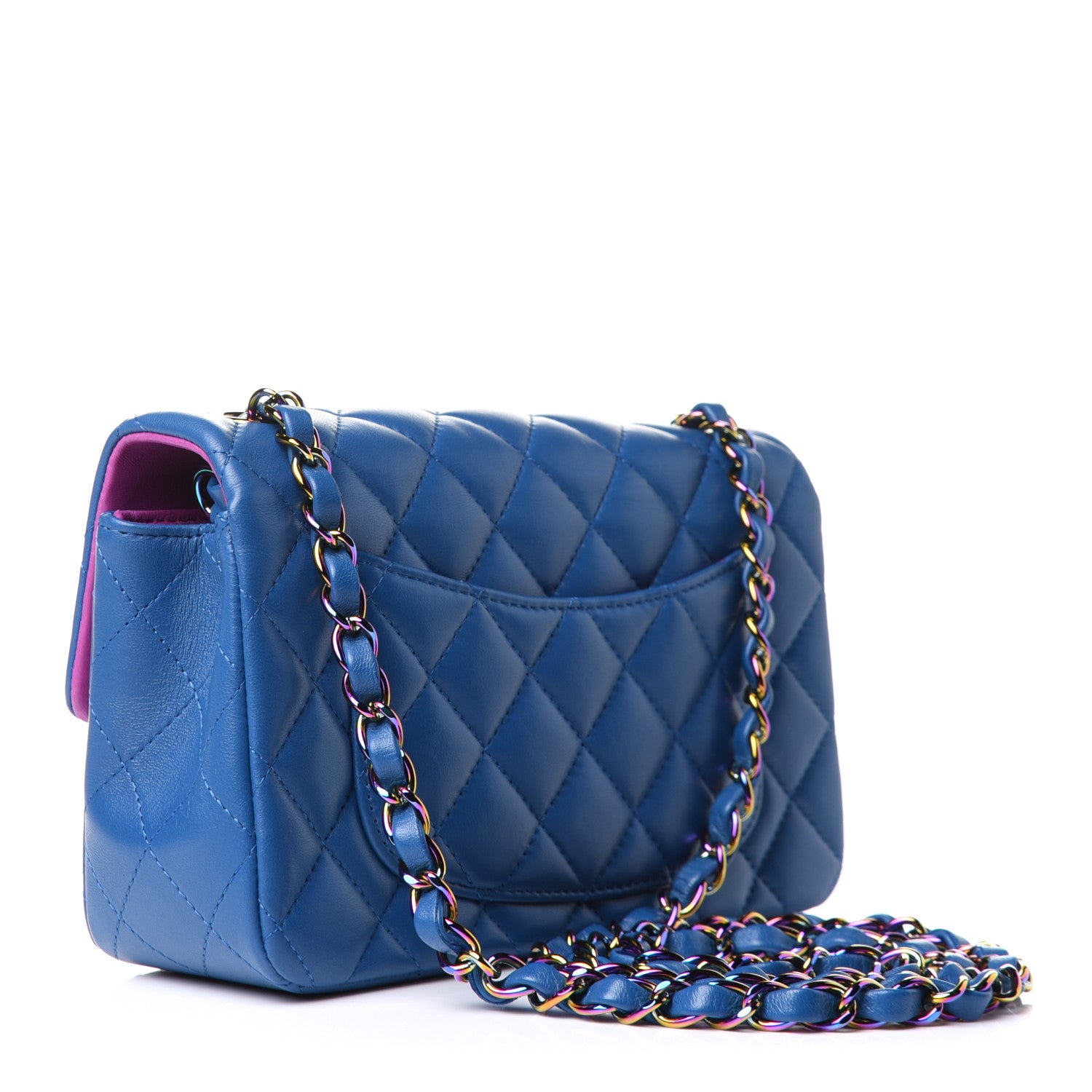 Chanel Lambskin Quilted Mini Rectangular Flap Blue Purple 3 of 10