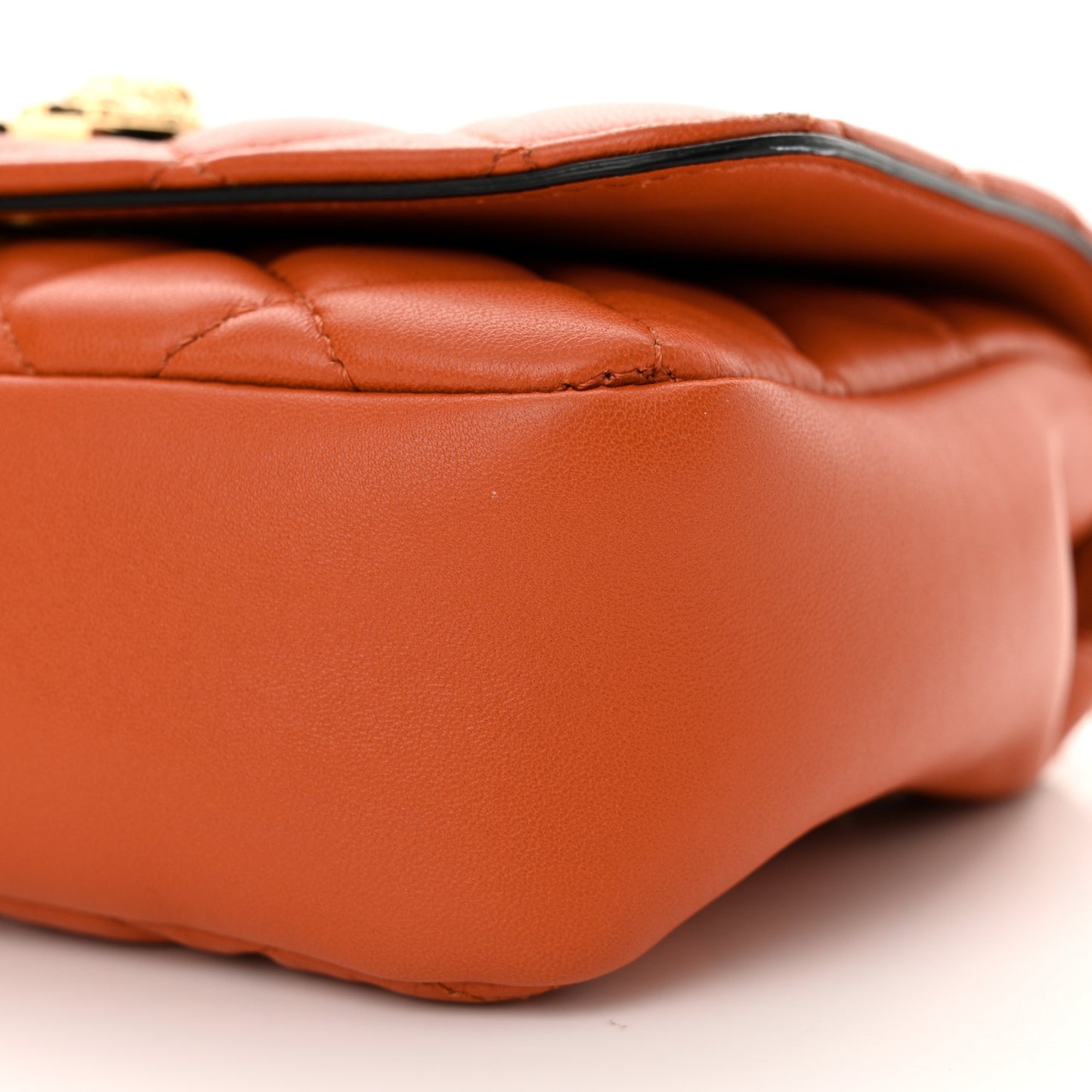 Nappa Quilted Small Medusa Chain Crossbody Dark Orange