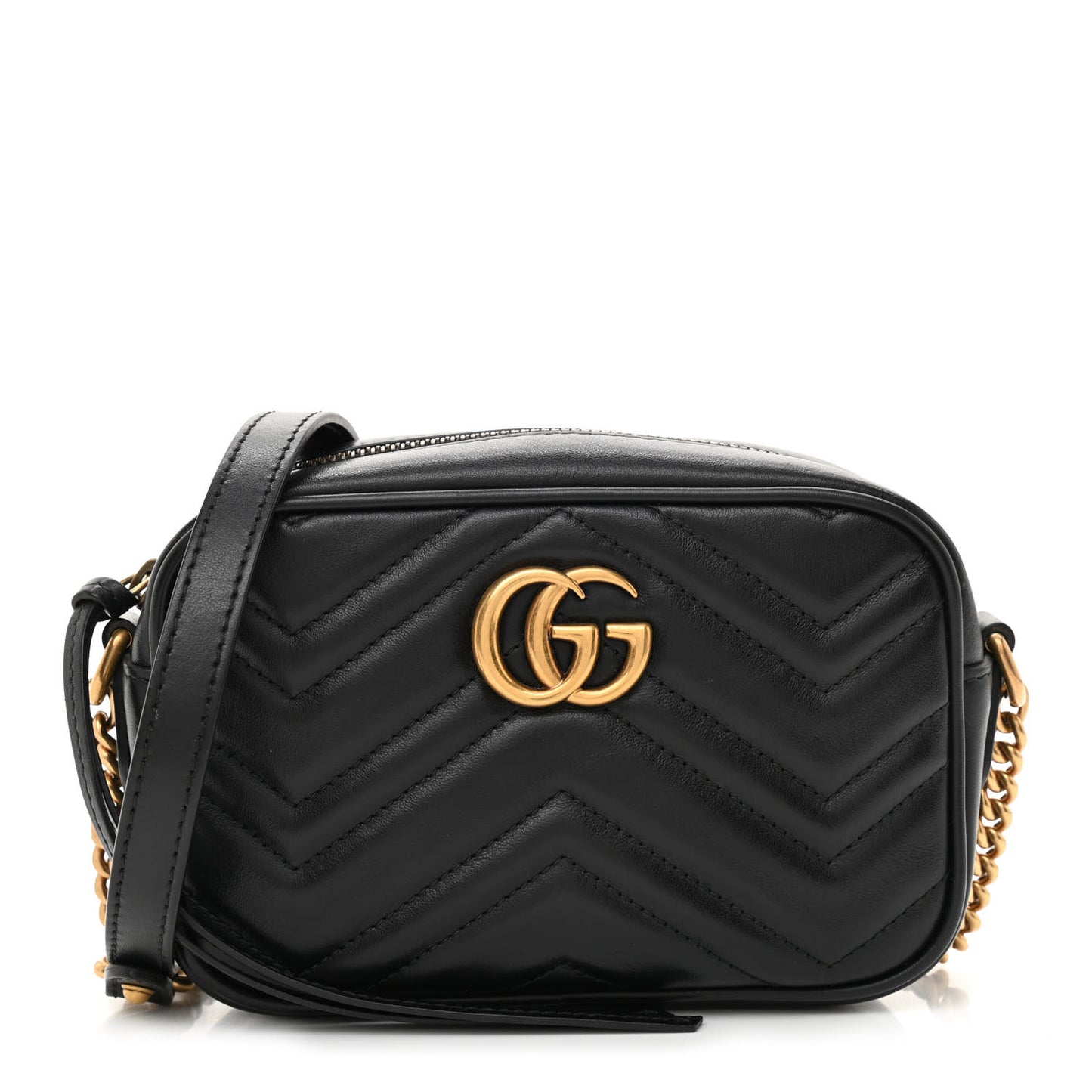 Calfskin Matelasse Mini GG Marmont Chain Shoulder Bag Black