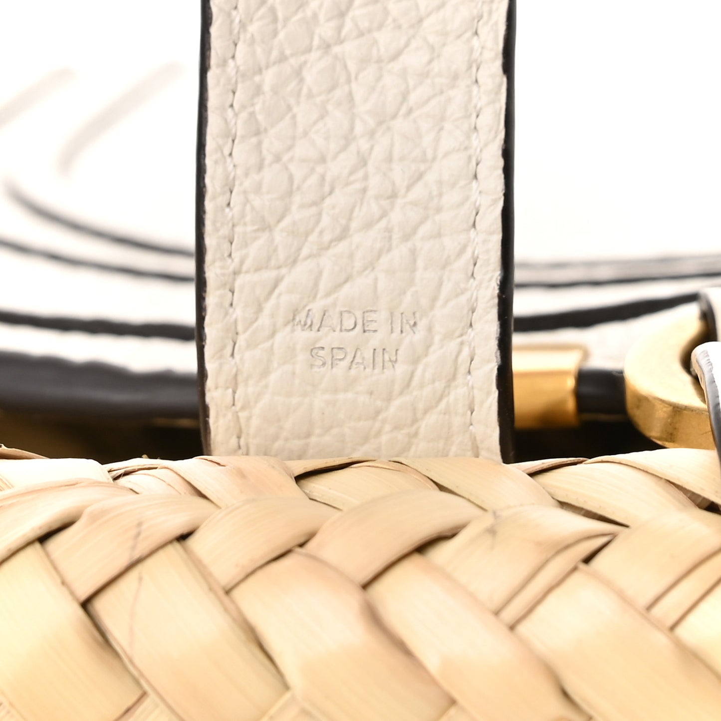 Raffia Small Grain Calfskin Small Marcie Basket Crossbody White