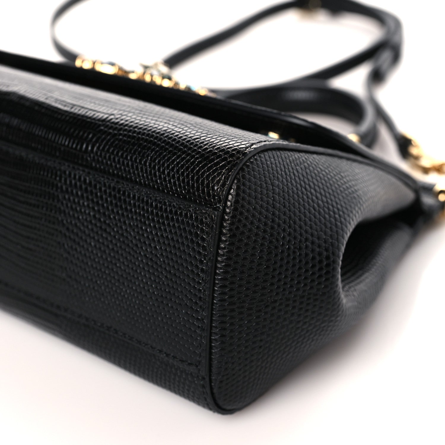 Dolce & Gabbana Stampa Iguana Crystal Small Miss Sicily Satchel Black 8 of 8