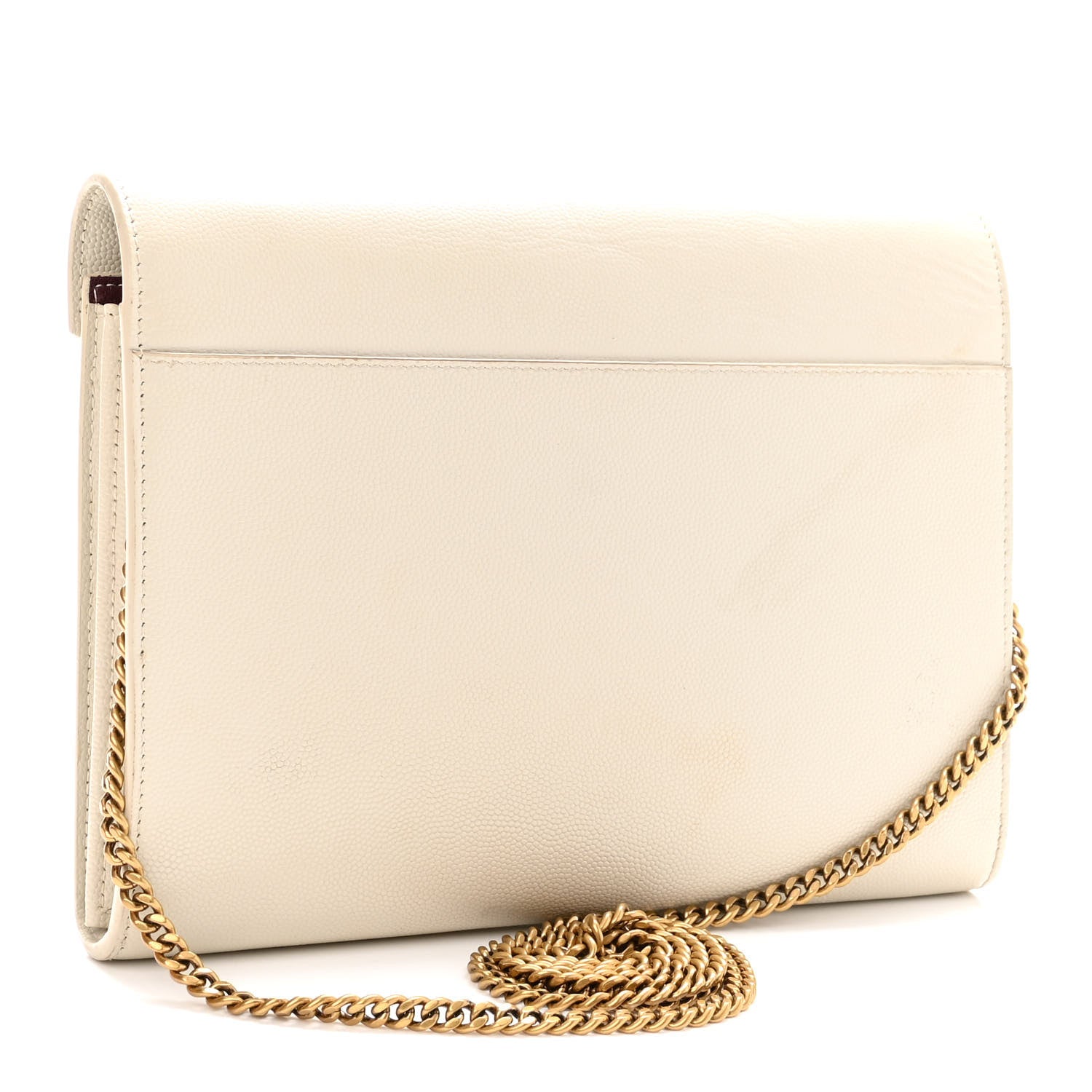 Saint Laurent Grain De Poudre Monogram Cassandra Chain Wallet Crema Soft Rouge Legion 2 of 9