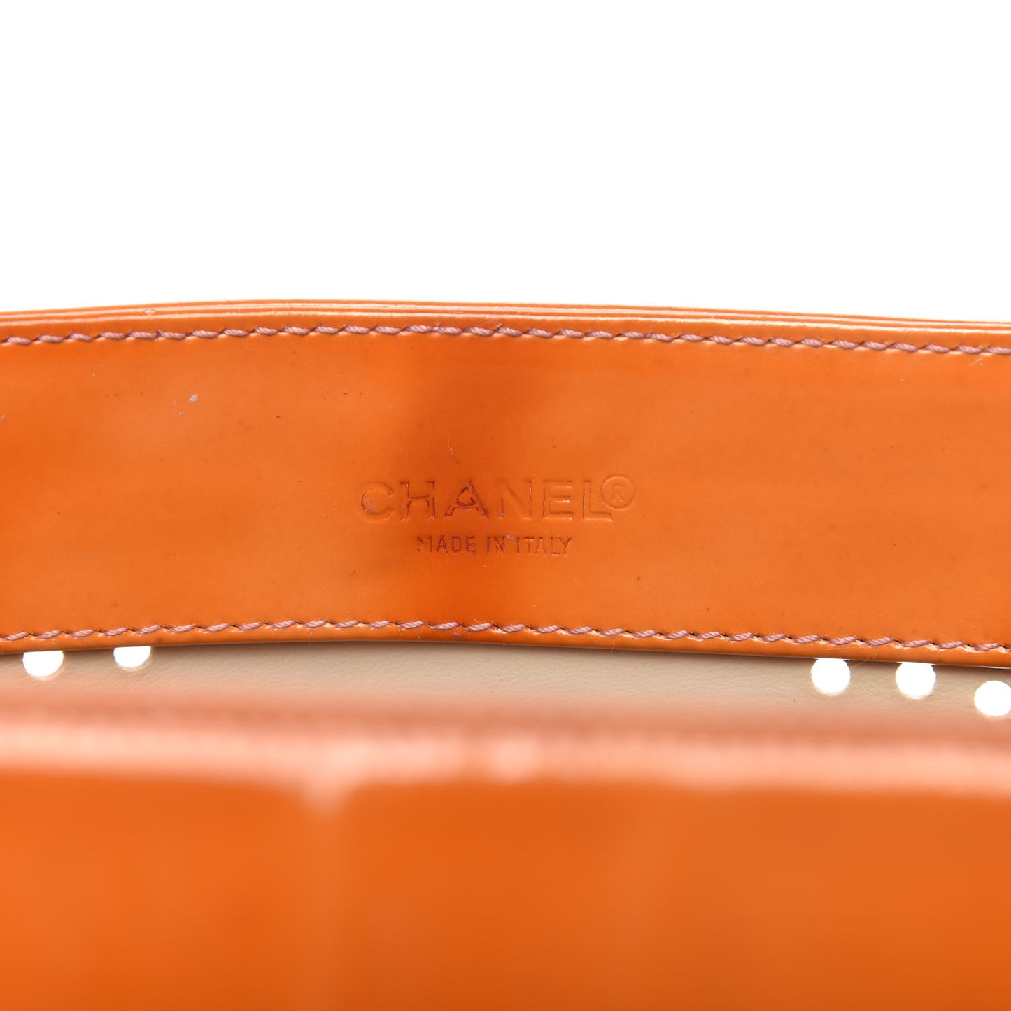 Patent Perforated CC Shopping Tote Orange