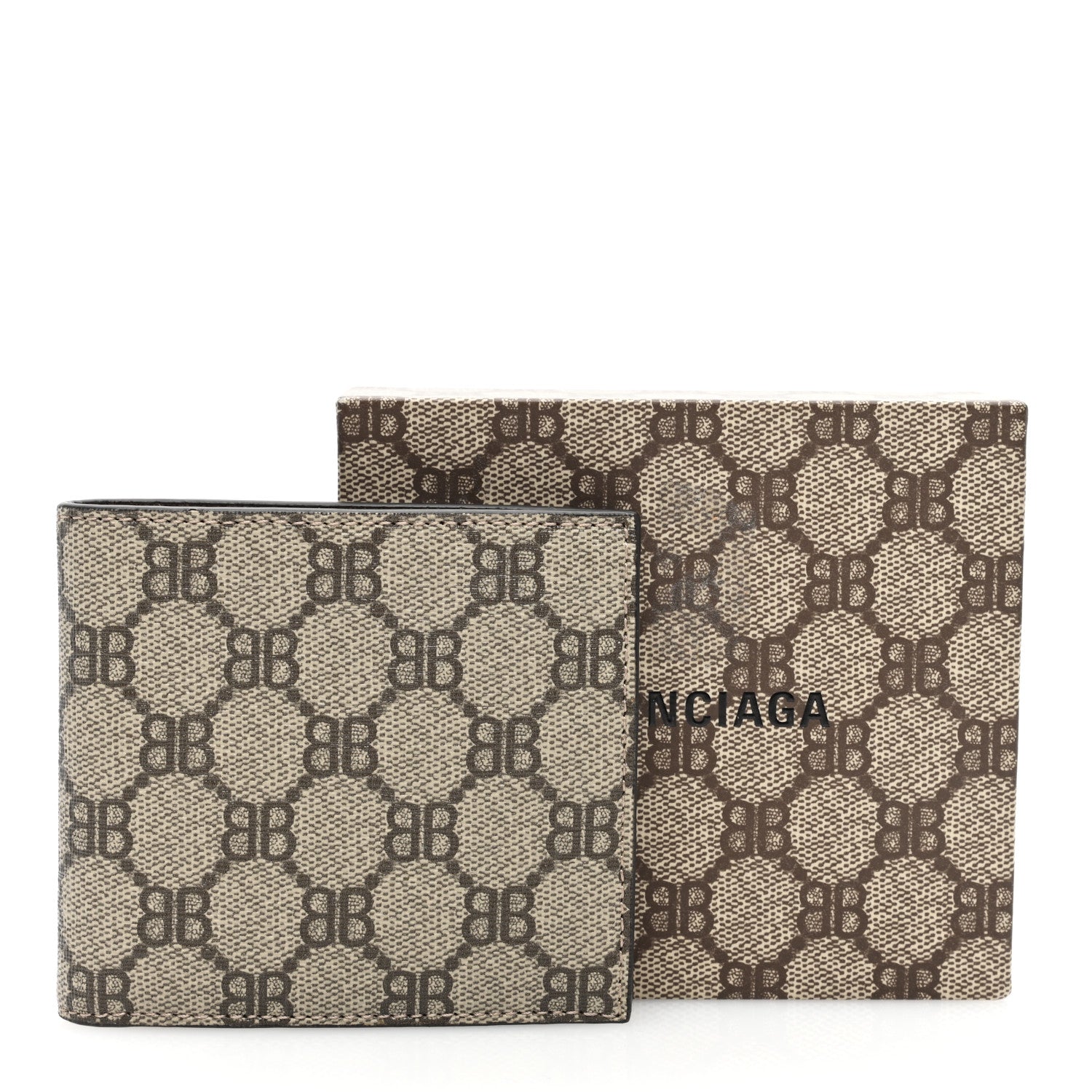 Gucci X BALENCIAGA BB Supreme Monogram Bi-Fold Wallet Beige Ebony 7 of 7