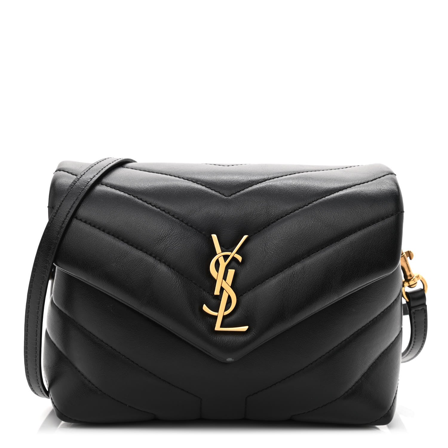 Saint Laurent Calfskin Y Quilted Monogram Toy Loulou Crossbody Bag Black 1 of 14
