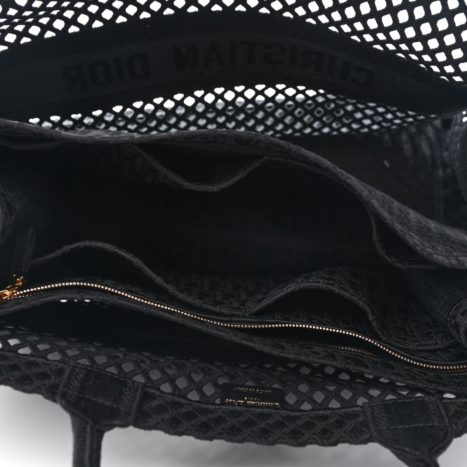 Christian Dior Mesh Embroidered Book Tote Black 4 of 8