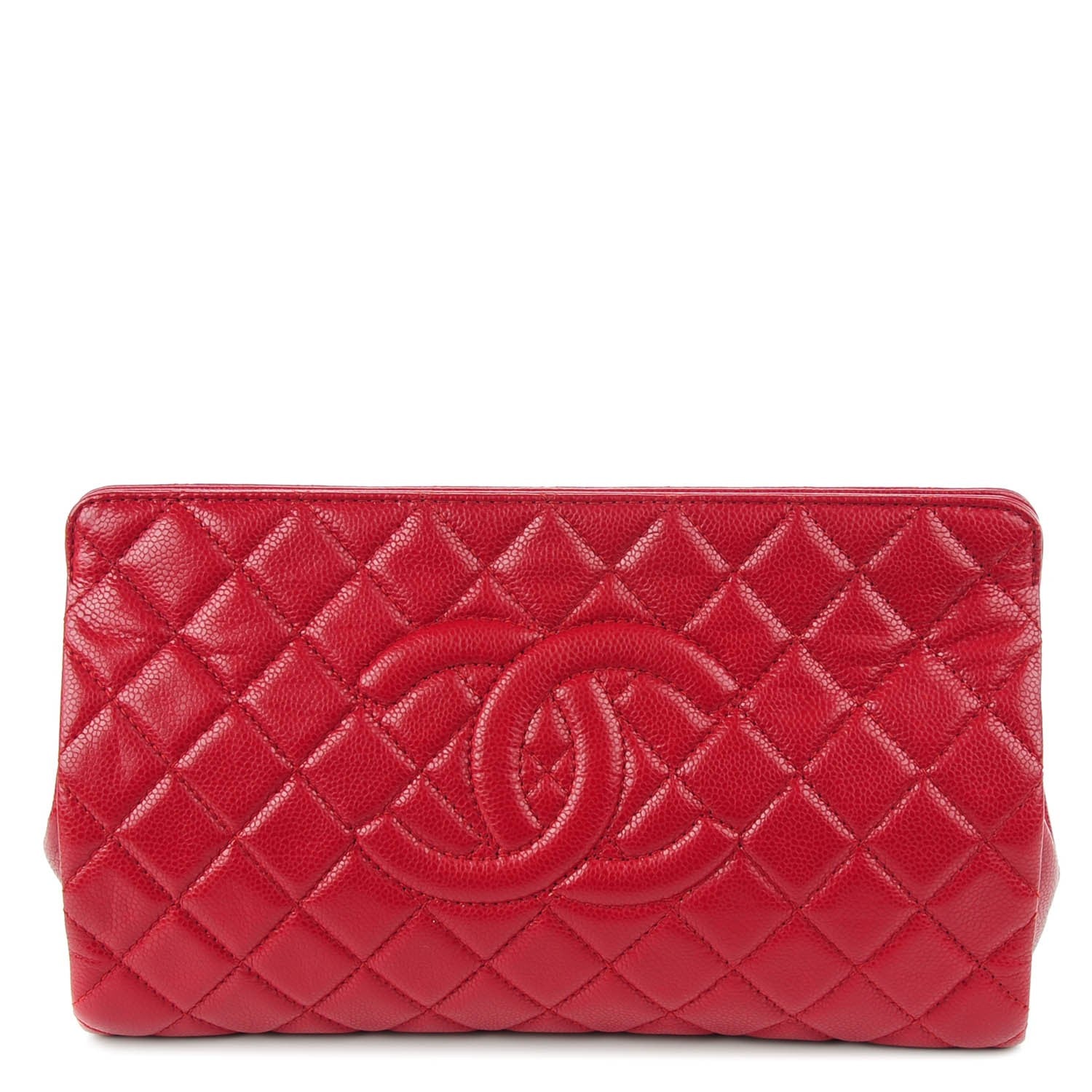 Chanel Caviar Quilted Large CC Clutch Red 1 of 7