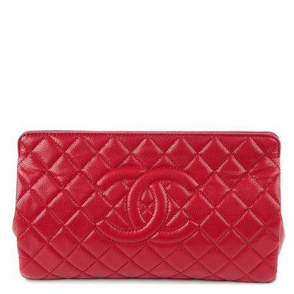 Chanel Caviar Quilted Large CC Clutch Red 1 of 7