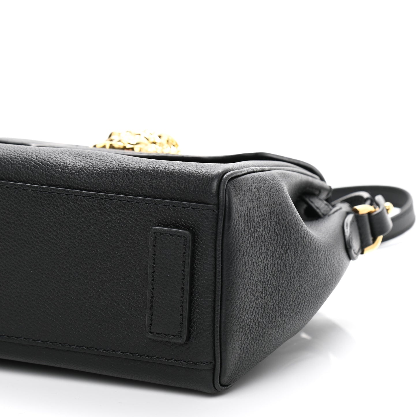 Grained Calfskin Small La Medusa Top Handle Bag Black