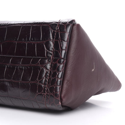 Lanvin Crocodile Stamped Calfskin Trilogy Clutch Aubergine 9 of 13