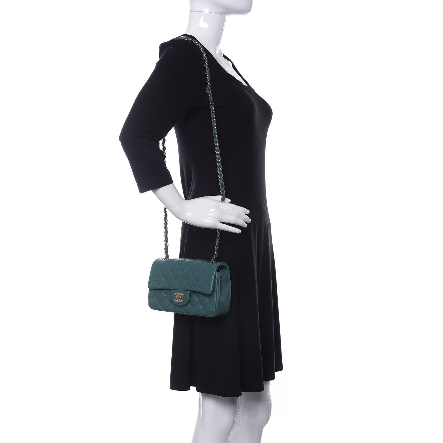 Chanel Lambskin Quilted Mini Rectangular Flap Green 2 of 11