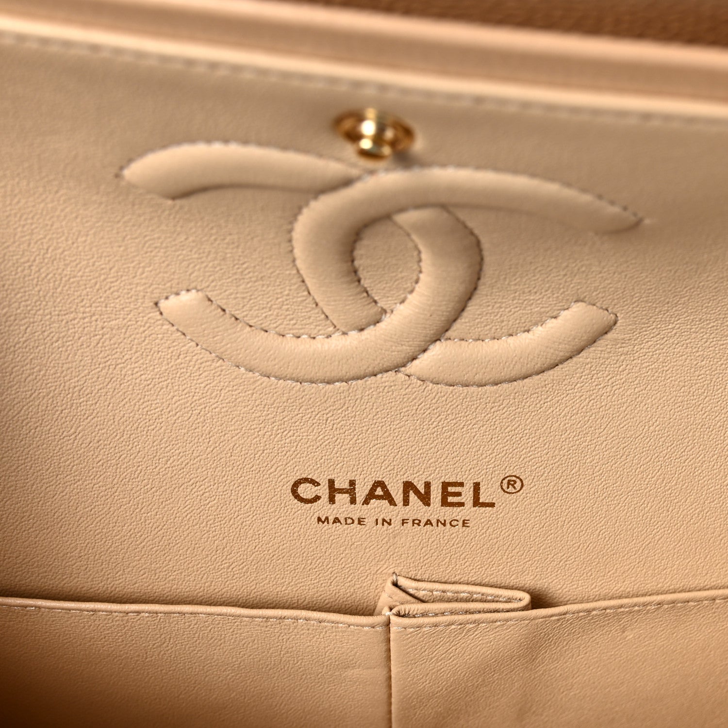 Chanel Caviar Quilted Medium Double Flap Beige 6 of 11