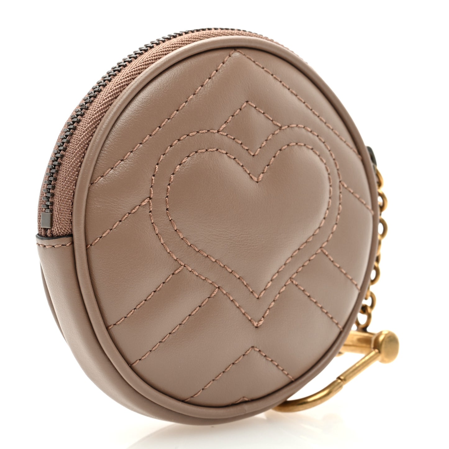 Calfskin Matelasse GG Marmont Round Coin Purse Porcelain Rose