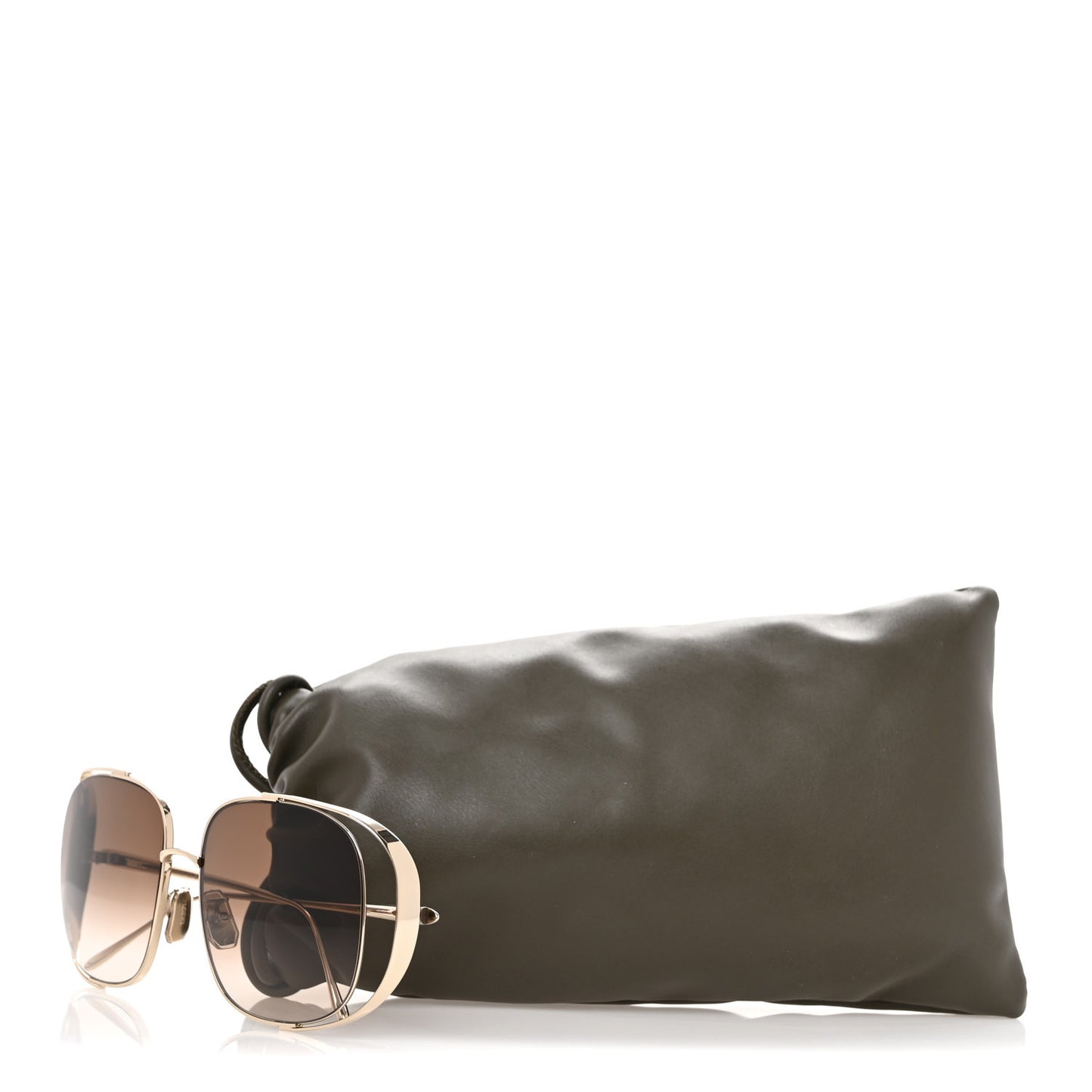 Metal Rectangular Sunglasses LW40148U Gold Brown
