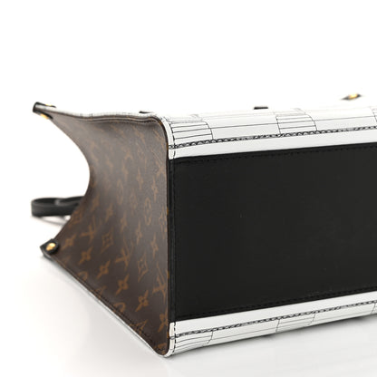 Louis Vuitton X FORNASETTI Calfskin Architettura Onthego MM Black White 8 of 9