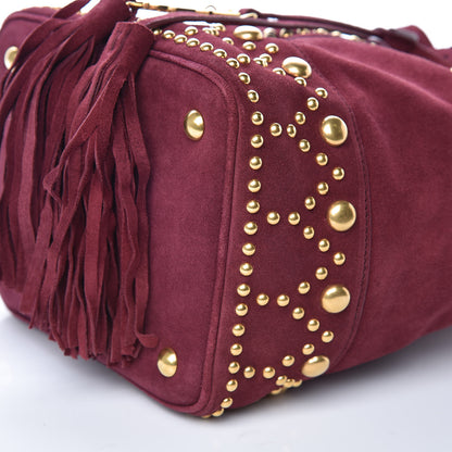 Saint Laurent Suede Small Y Studs Bucket Bag Burgundy 9 of 9