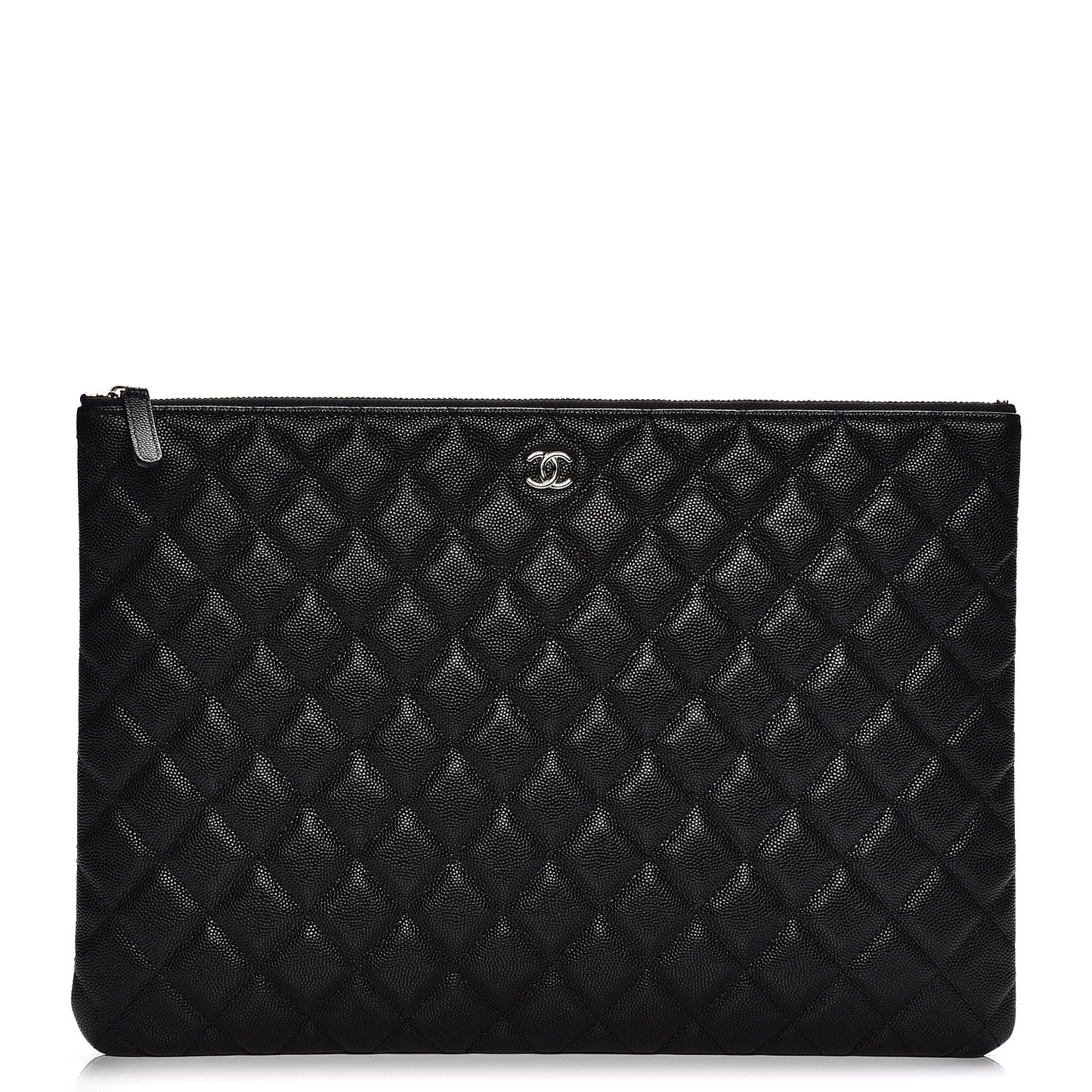 Caviar Quilted Large Cosmetic Case Black