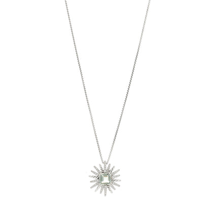 David Yurman Sterling Silver Diamond Prasiolite 23mm Starburst Pendant Necklace 1 of 8