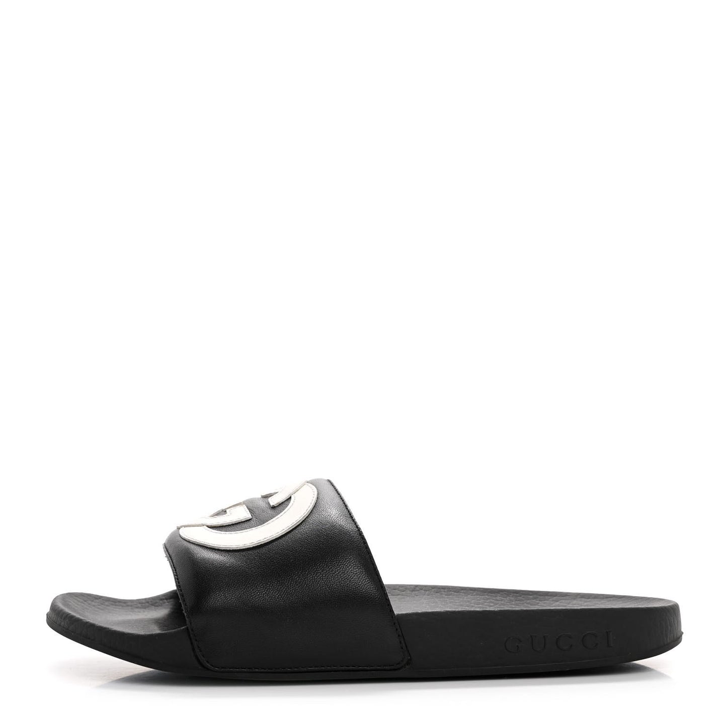 Nappa Miro Soft Calfskin Womens Interlocking G Slide Sandals 37 Black White