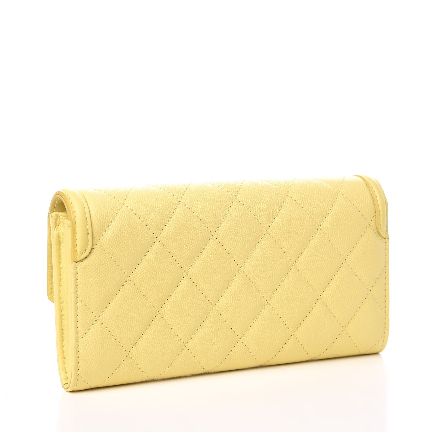 Chanel Caviar Timeless CC Large Gusset Flap Wallet Yellow 3 of 8