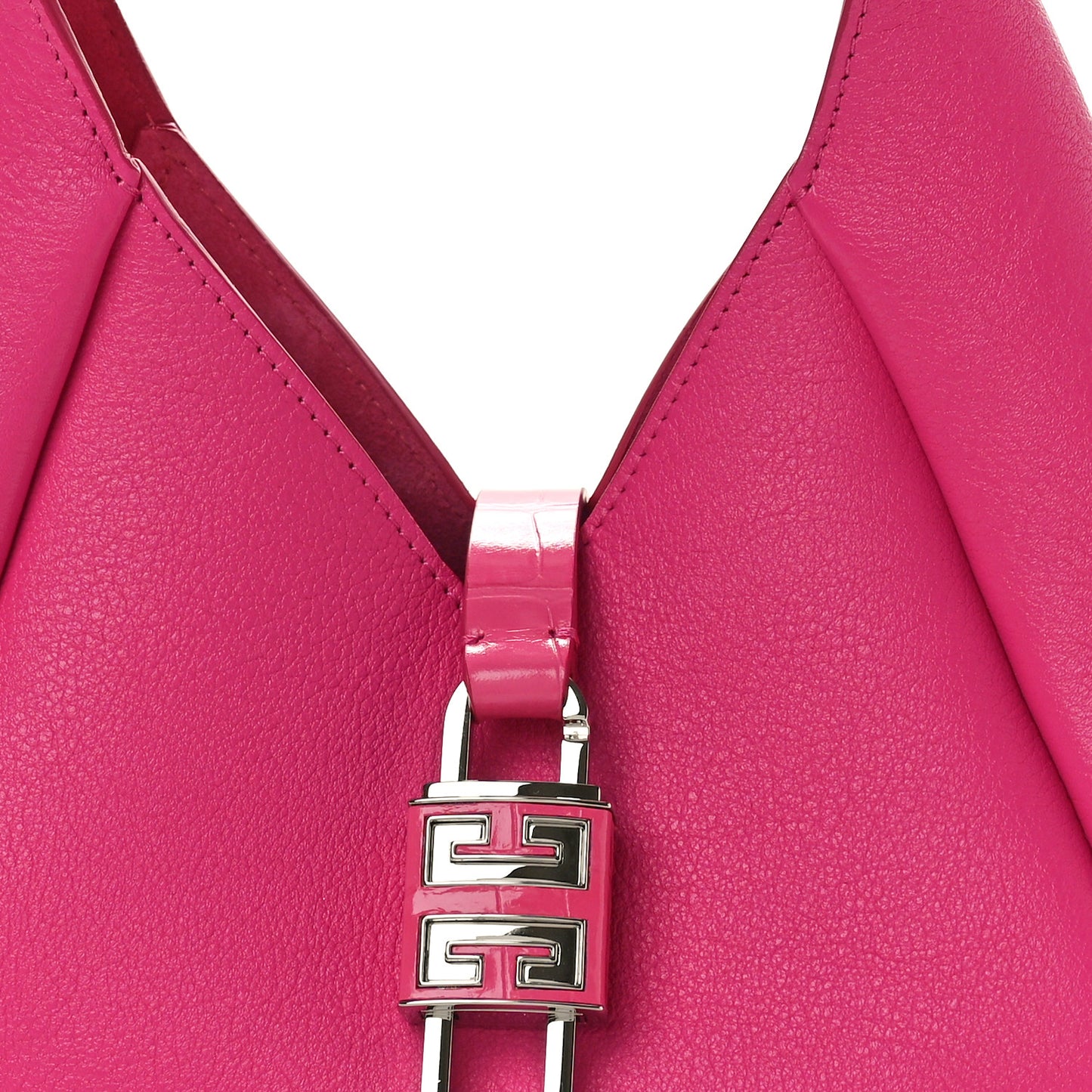 Grained Calfskin Mini G-Lock Hobo Neon Pink