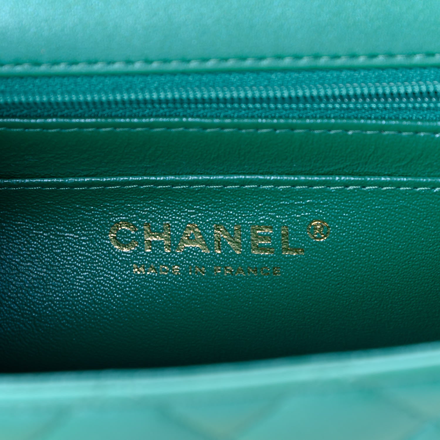 Chanel Iridescent Lambskin Quilted Mini Top Handle Rectangular Flap Green 6 of 10