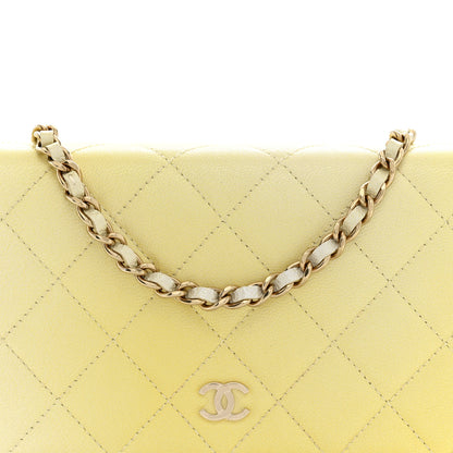 Chanel Iridescent Goatskin Quilted Wallet on Chain WOC Light Yellow 8 of 11