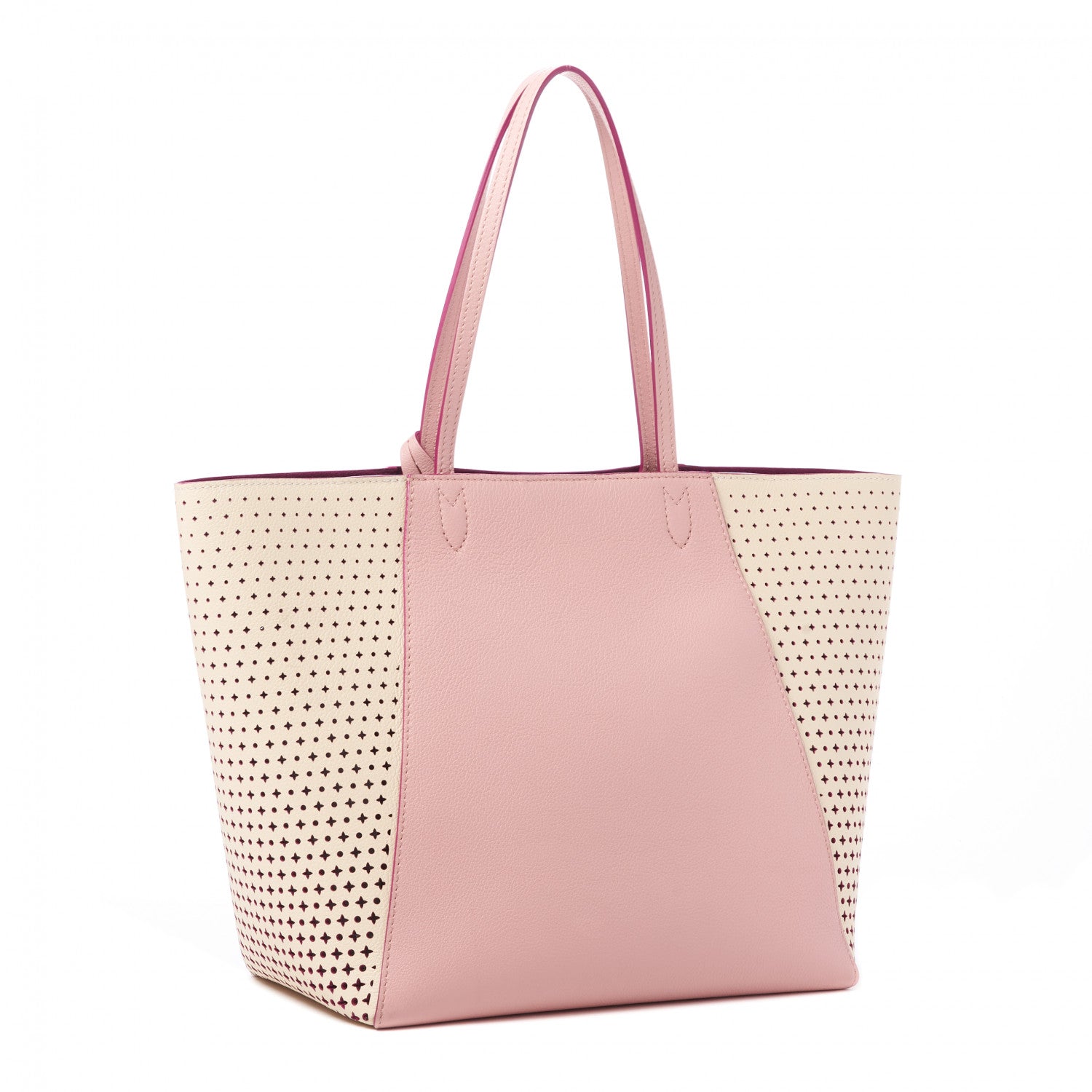 Louis Vuitton Calfskin Perforated Lockme Cabas Rose Poudre Creme 2 of 7