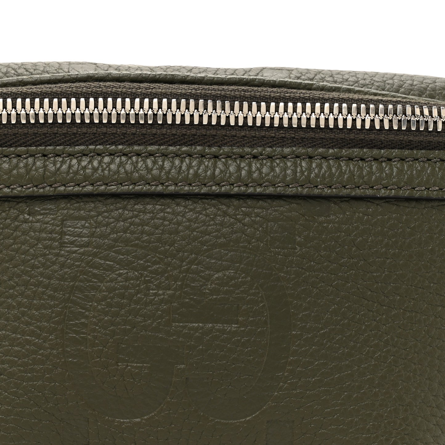 Piuma Calfskin Jumbo GG Embossed Small Belt Bag Dark Green