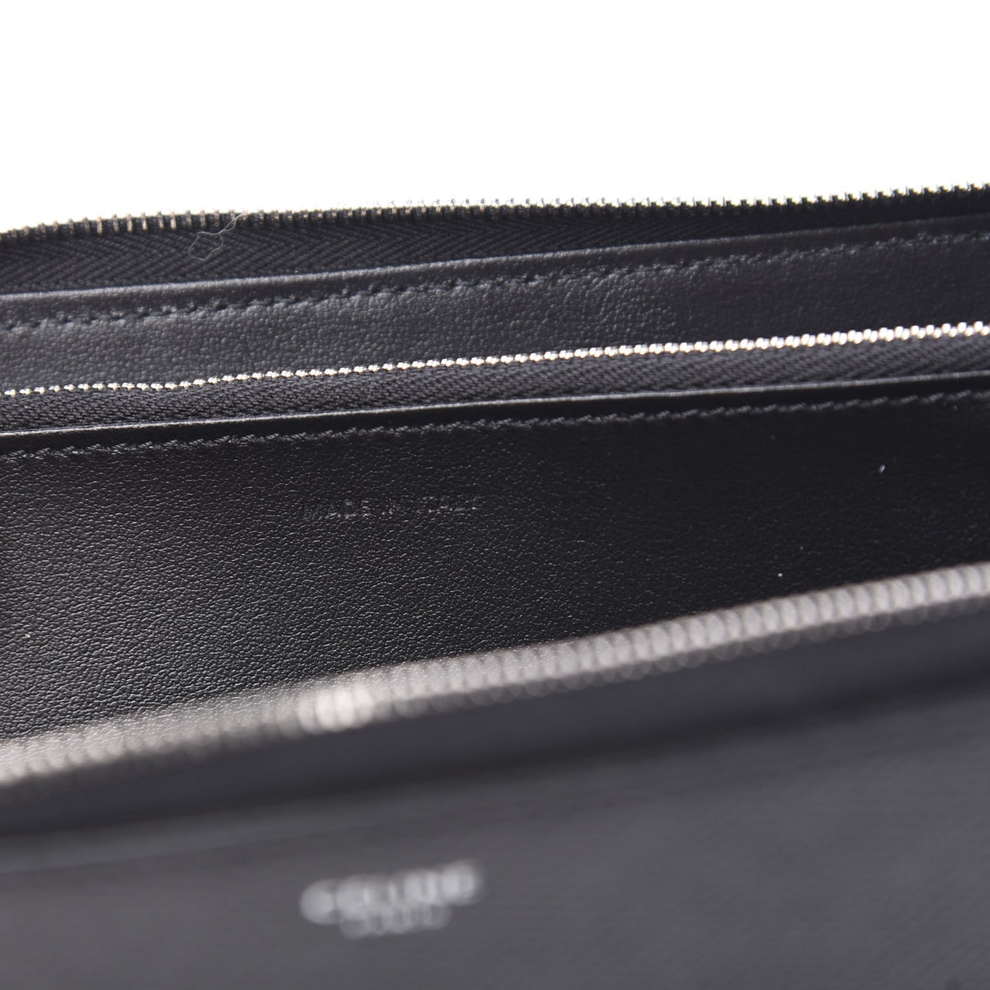 Grained Calfskin Large Zip Around Multifunction Wallet Black