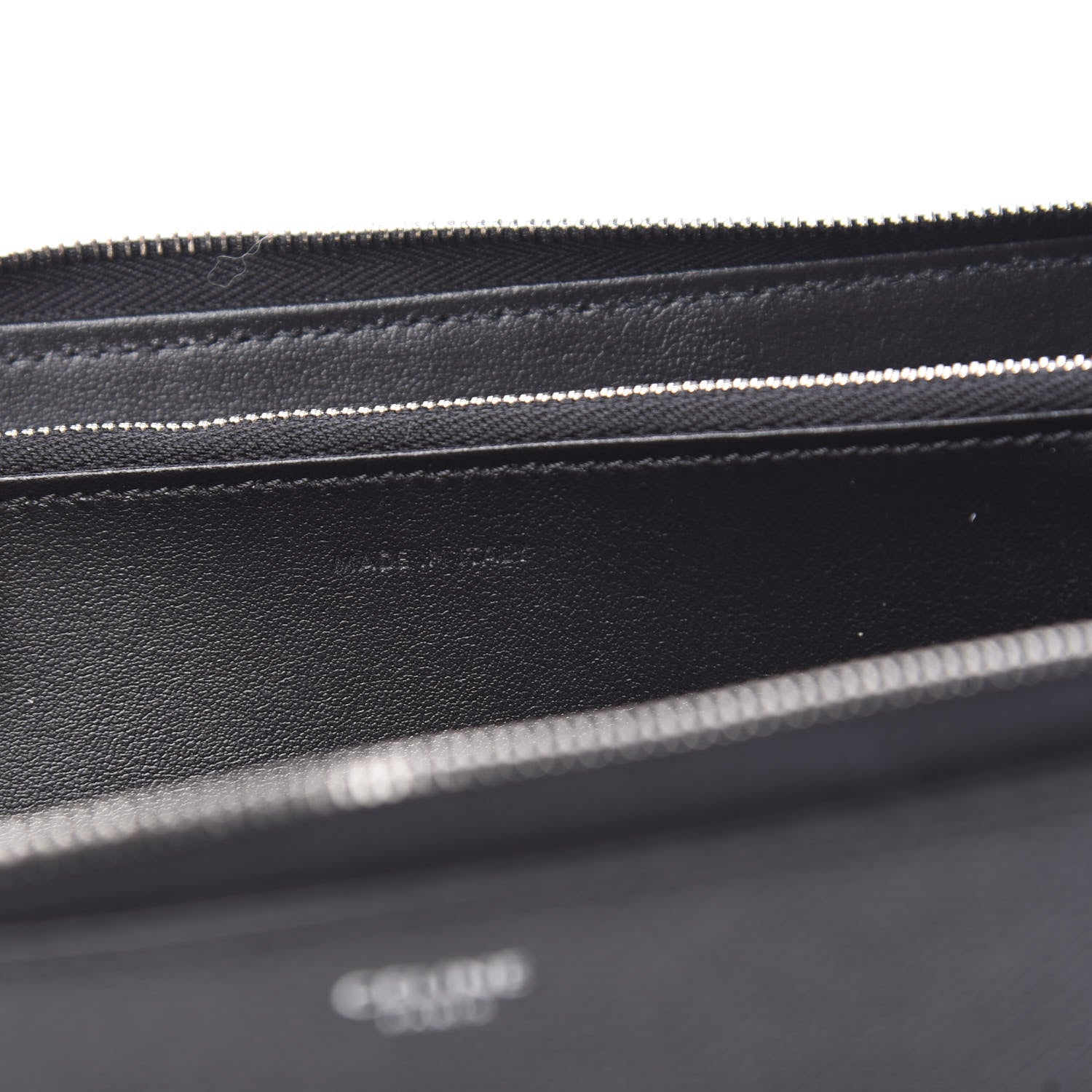 Celine Grained Calfskin Large Zip Around Multifunction Wallet Black 6 of 7