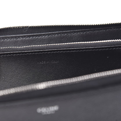 Celine Grained Calfskin Large Zip Around Multifunction Wallet Black 6 of 7
