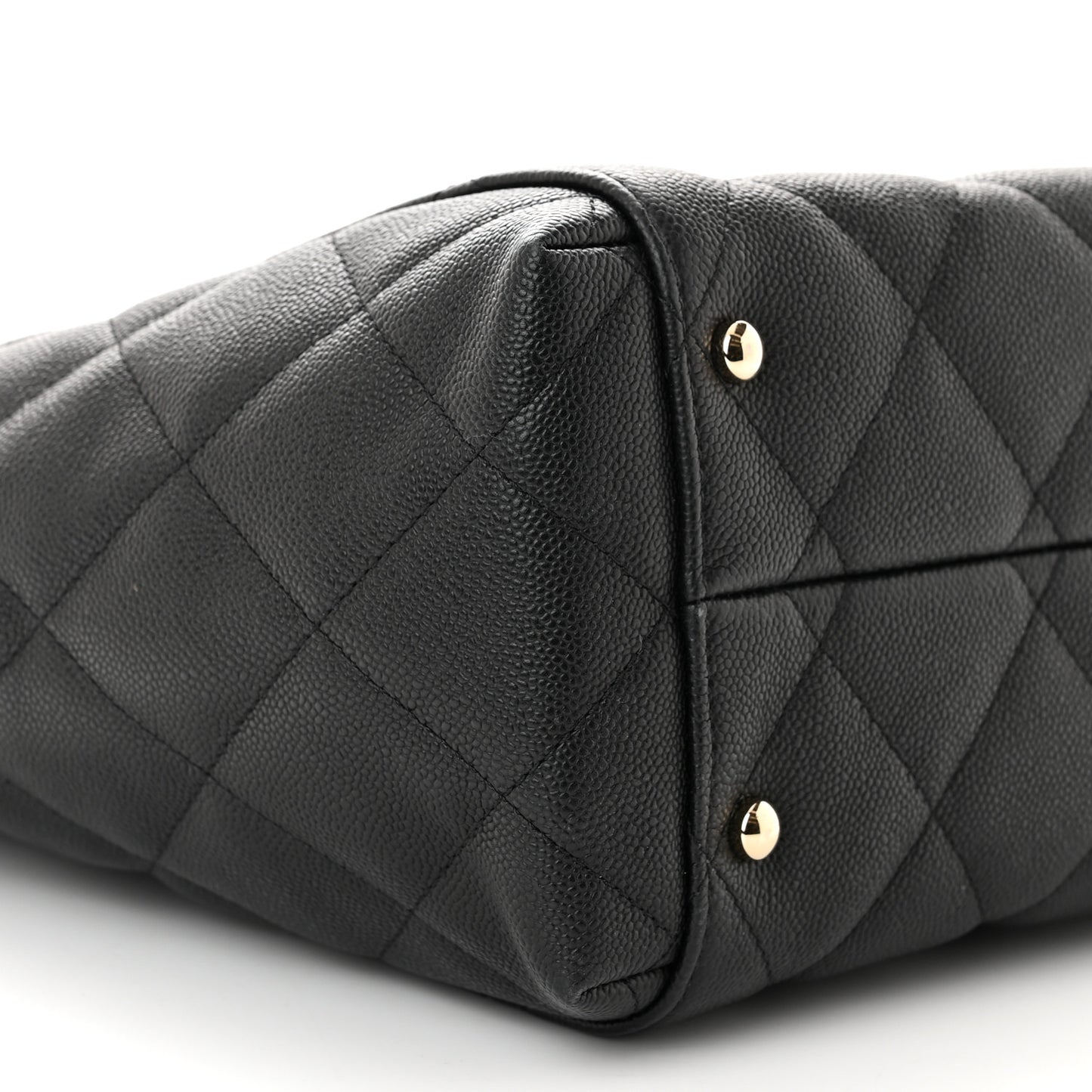 Caviar Quilted Small Shopping Tote Black