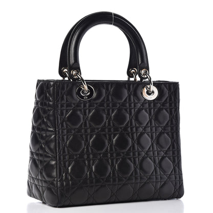 Christian Dior Lambskin Cannage Medium Lady Dior Black 3 of 12