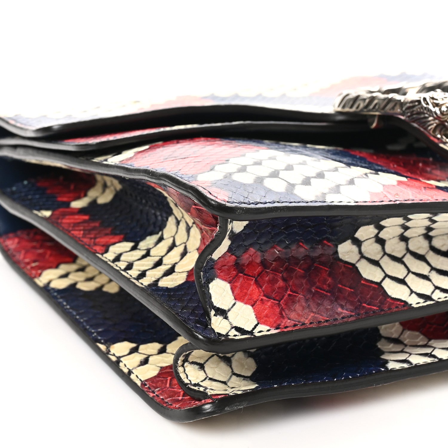 Gucci Snakeskin Cubic Medium Dionysus Shoulder Bag Red White Blue 10 of 12