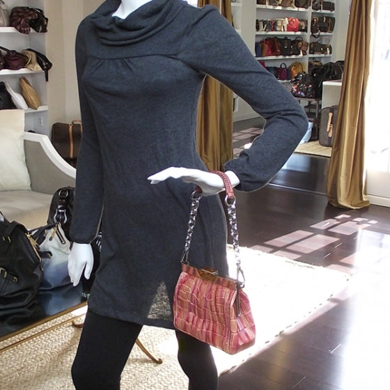 Prada Crocodile Embossed Frame Pink Orange 2 of 12