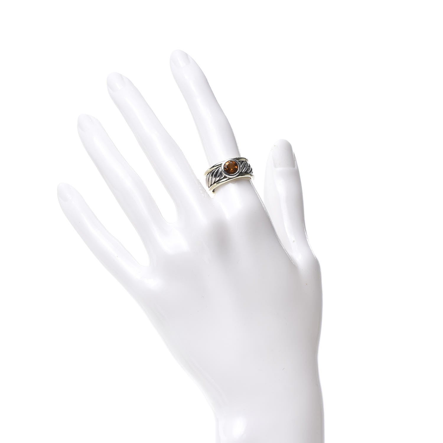 David Yurman Sterling Silver 14K Yellow Gold Citrine 9mm Cable Band Ring 52 6 2 of 6