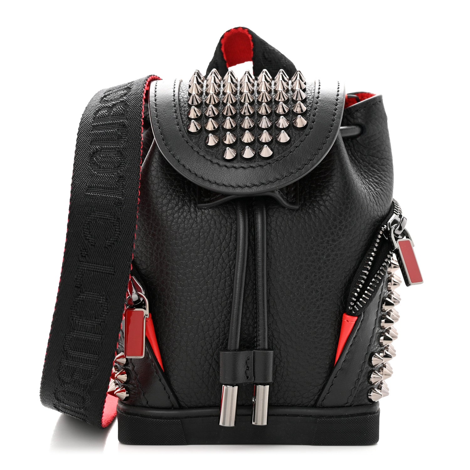 Christian Louboutin Calfskin Spiked Mini Explorafunk Keyring Bag Black 1 of 11