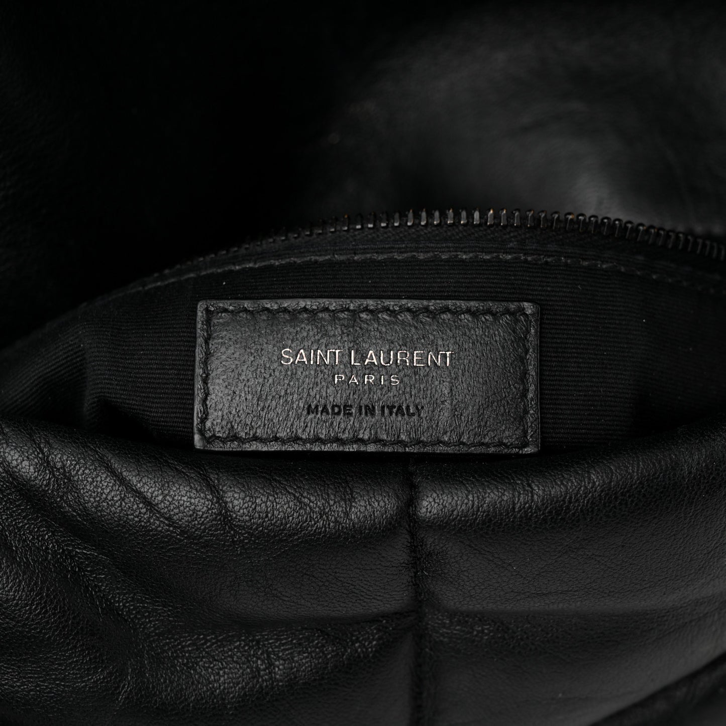 Lambskin Quilted Monogram Monochrome Medium Loulou Puffer Chain Satchel Black