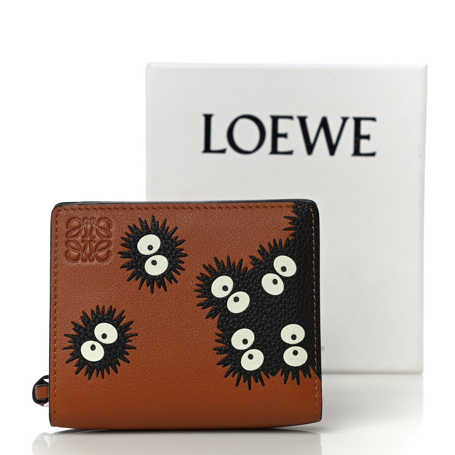 X SPIRITED AWAY Calfskin Susuwatari Compact Zip Wallet Havane