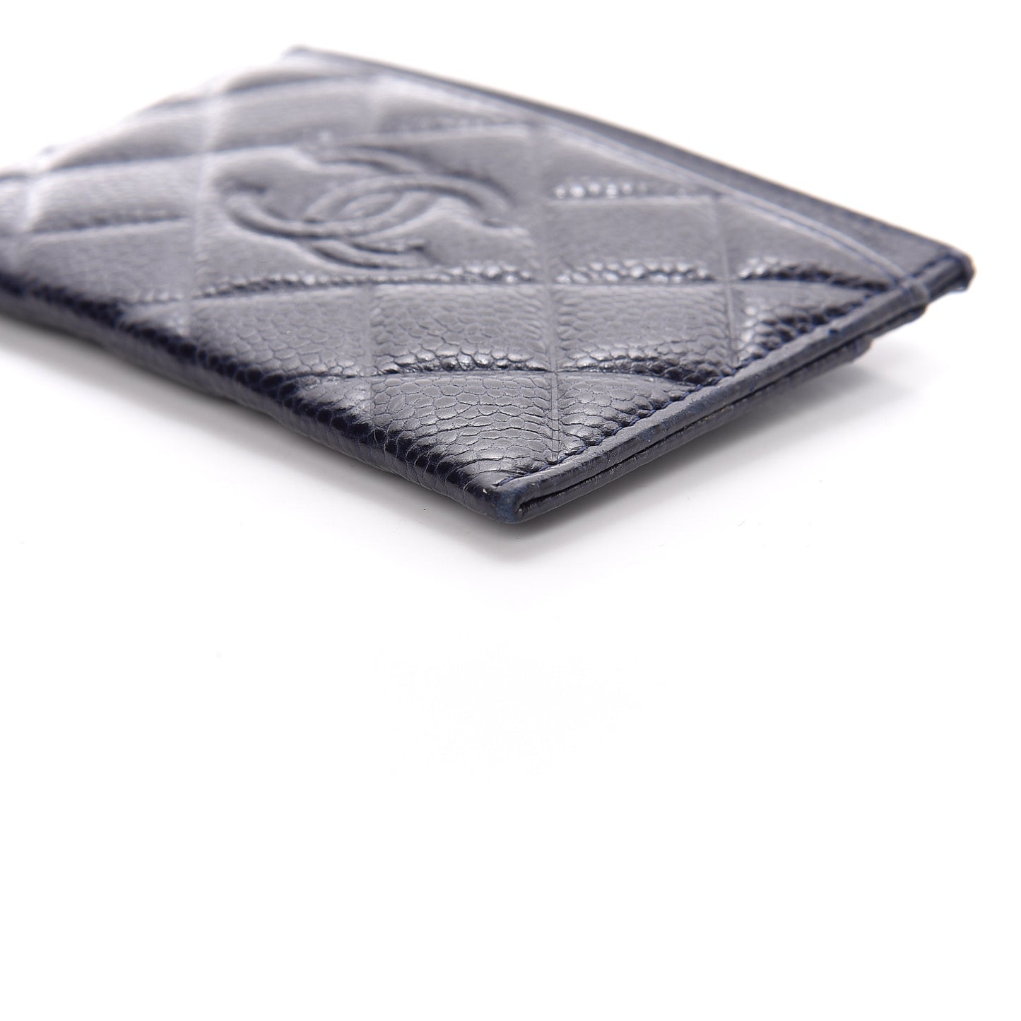 Caviar Quilted Diamond CC Card Holder Dark Navy