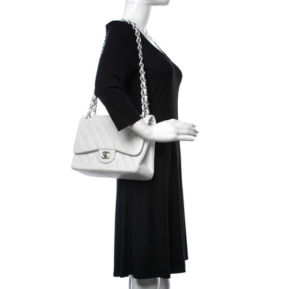 Chanel Caviar Quilted Jumbo Double Flap White 2 of 15