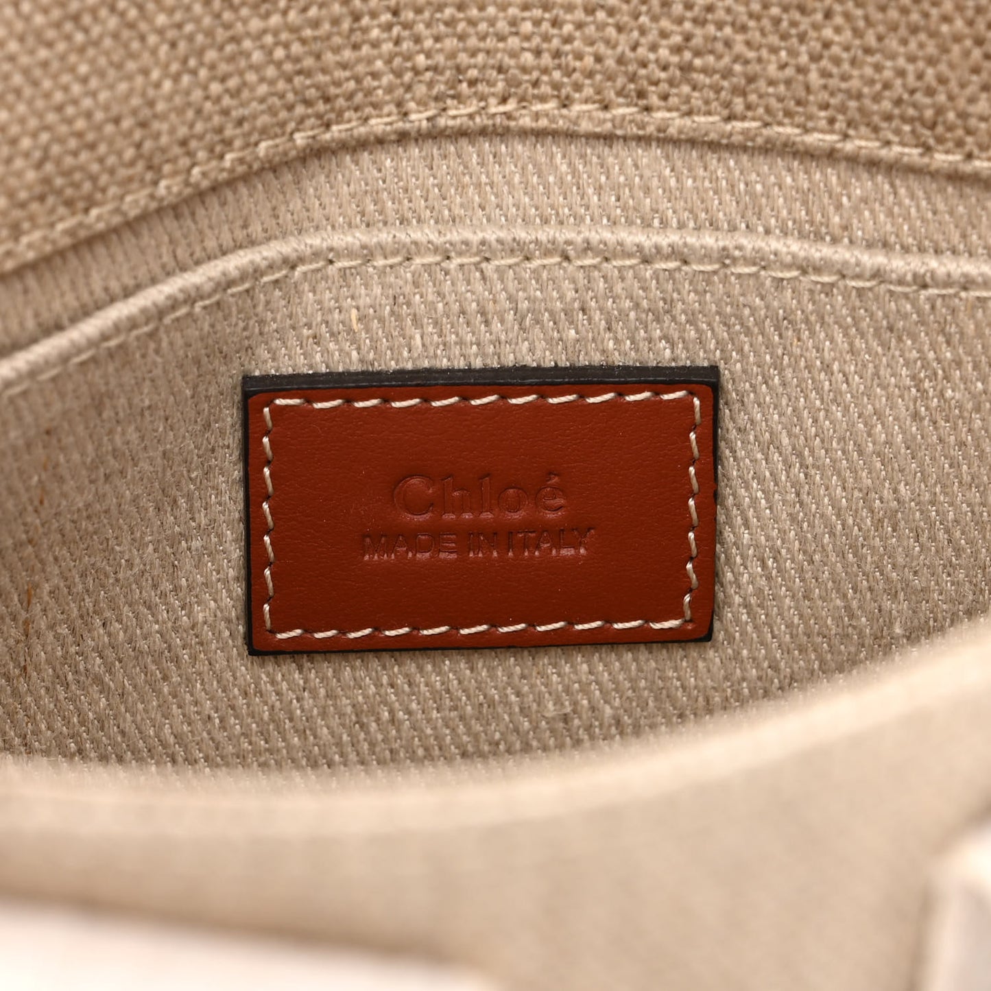 Cotton Calfskin Mini Woody Ribbon Tote White Brown