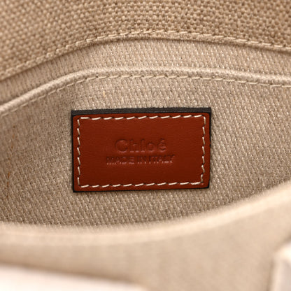 Chloe Cotton Calfskin Mini Woody Ribbon Tote White Brown 5 of 9