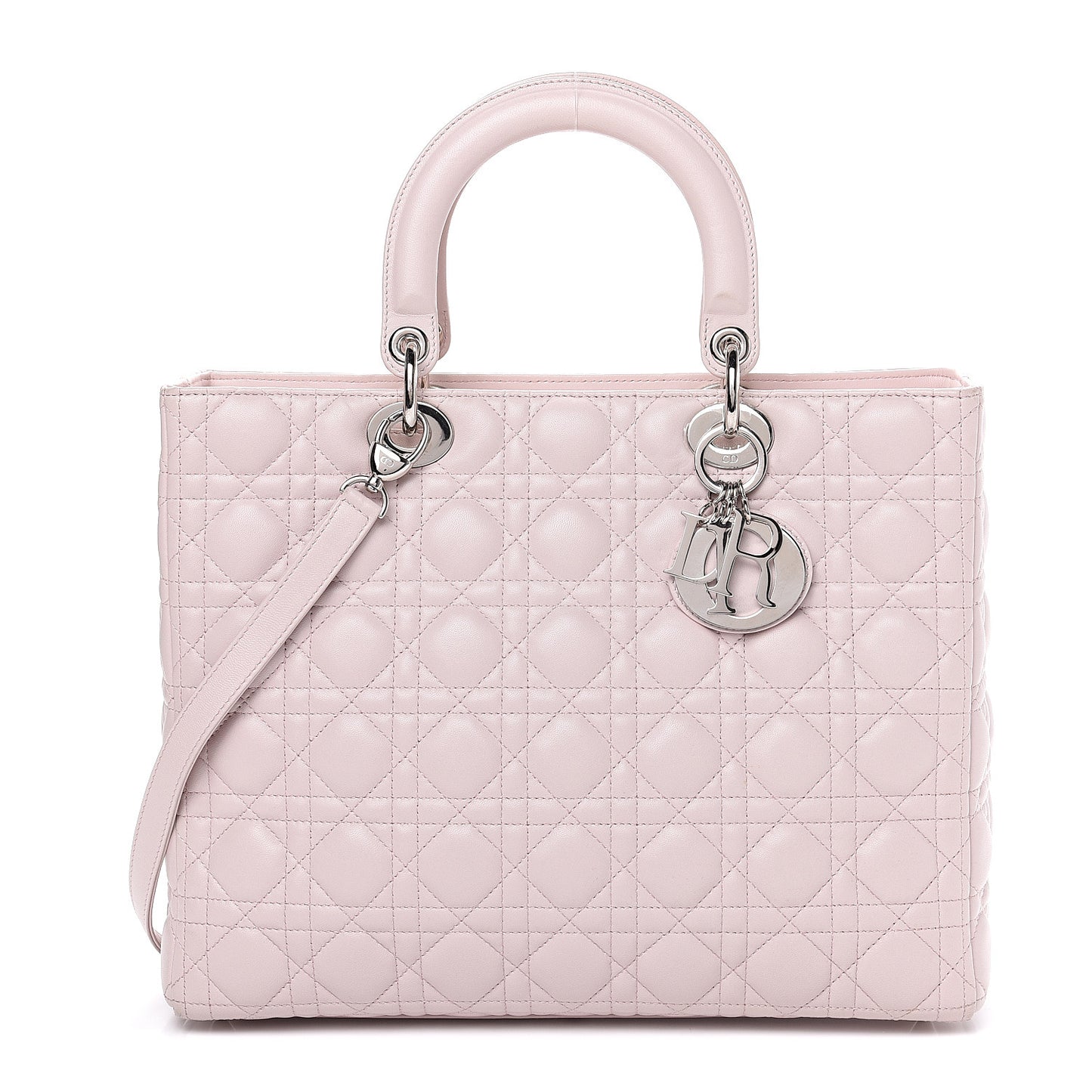 Lambskin Cannage Large Lady Dior Rose Poudre
