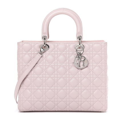 Christian Dior Lambskin Cannage Large Lady Dior Rose Poudre 1 of 13