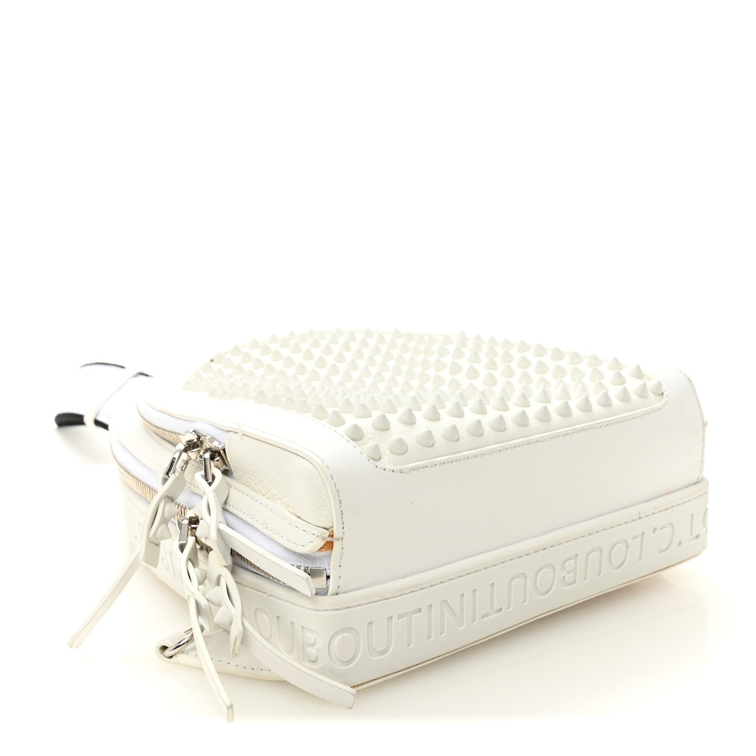 Christian Louboutin Calfskin Mens Loubifunk Spiked Bag White 4 of 12