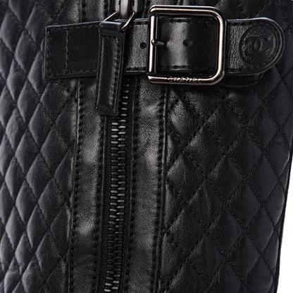 Chanel Calfskin Quilted Biker Boots 36.5 Black 8 of 9