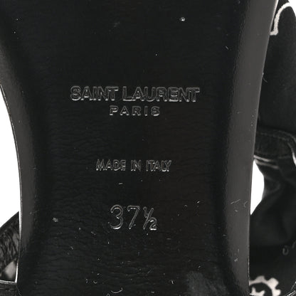 Saint Laurent Calfskin Cotton Paisley Print Flat Sandals 37.5 Black 8 of 9