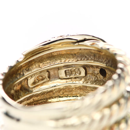 David Yurman 14K Yellow Gold Diamond Three Row Cable Crossover Ring 51 5.75 4 of 5